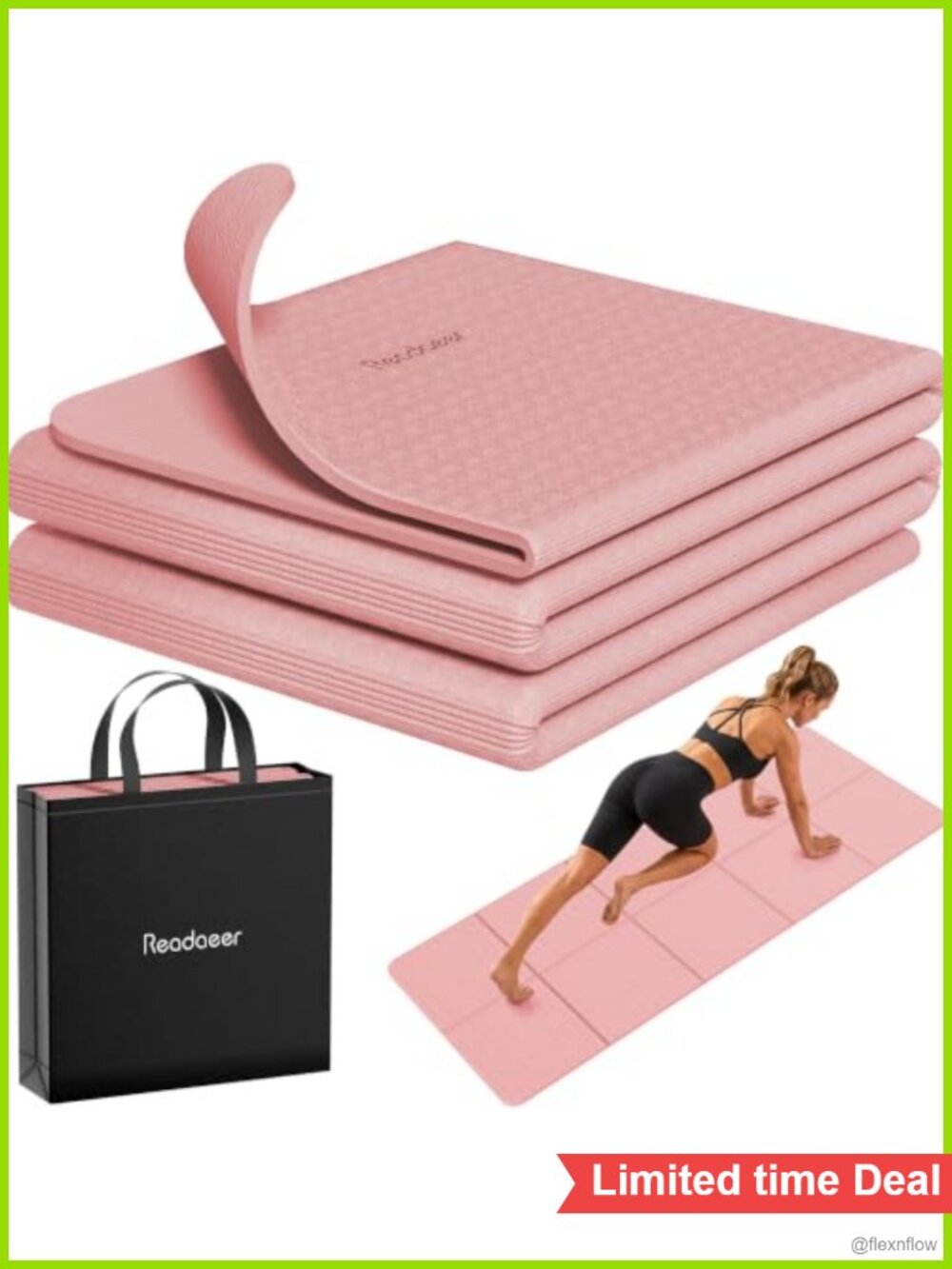 Foldable Yoga Mat 6mm TPE Non-Slip with Carrying Bag